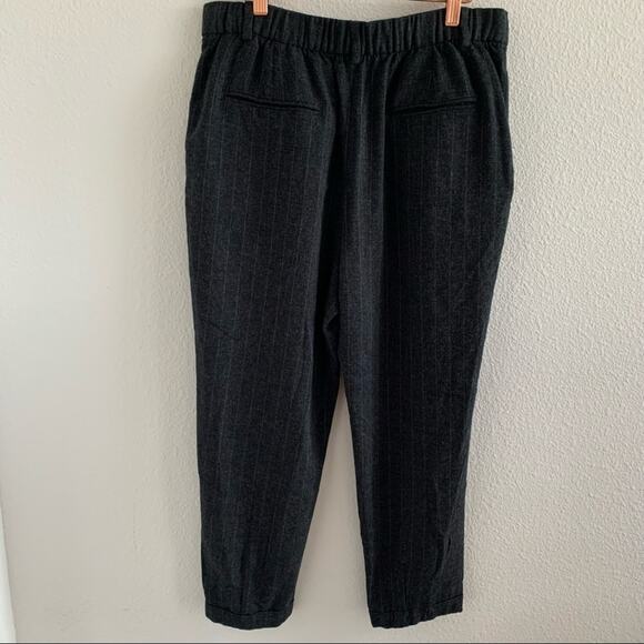 Zara Woman Pin Striped Cuffed Leg Textured Pants Career Work Trouser Large - Picture 7 of 10